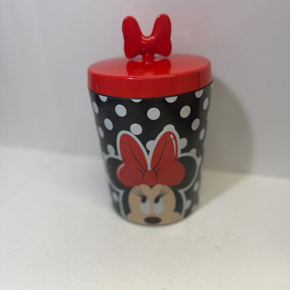 Disney Minnie Mouse Pet Treat Jar Make It Rain Bows Polka Dot Red Black Chewy